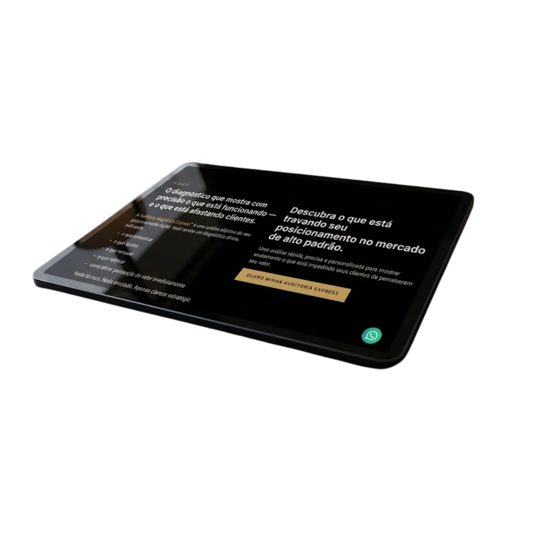 Mockup em tablet da Auditoria Magnética Express